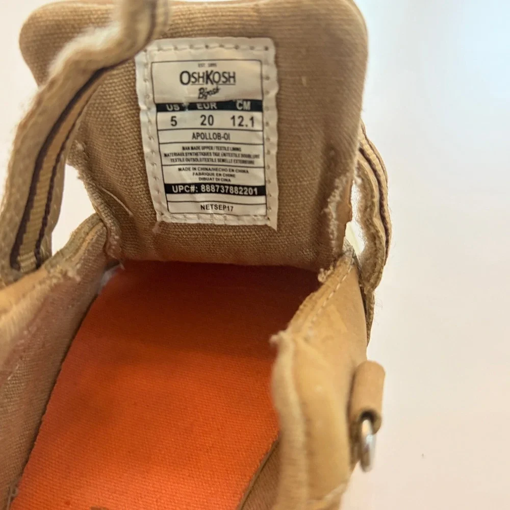 OshKosh Apollo B-01 Tan Hook and Loop Sneakers Size 5 Baby Toddler Casual Shoes